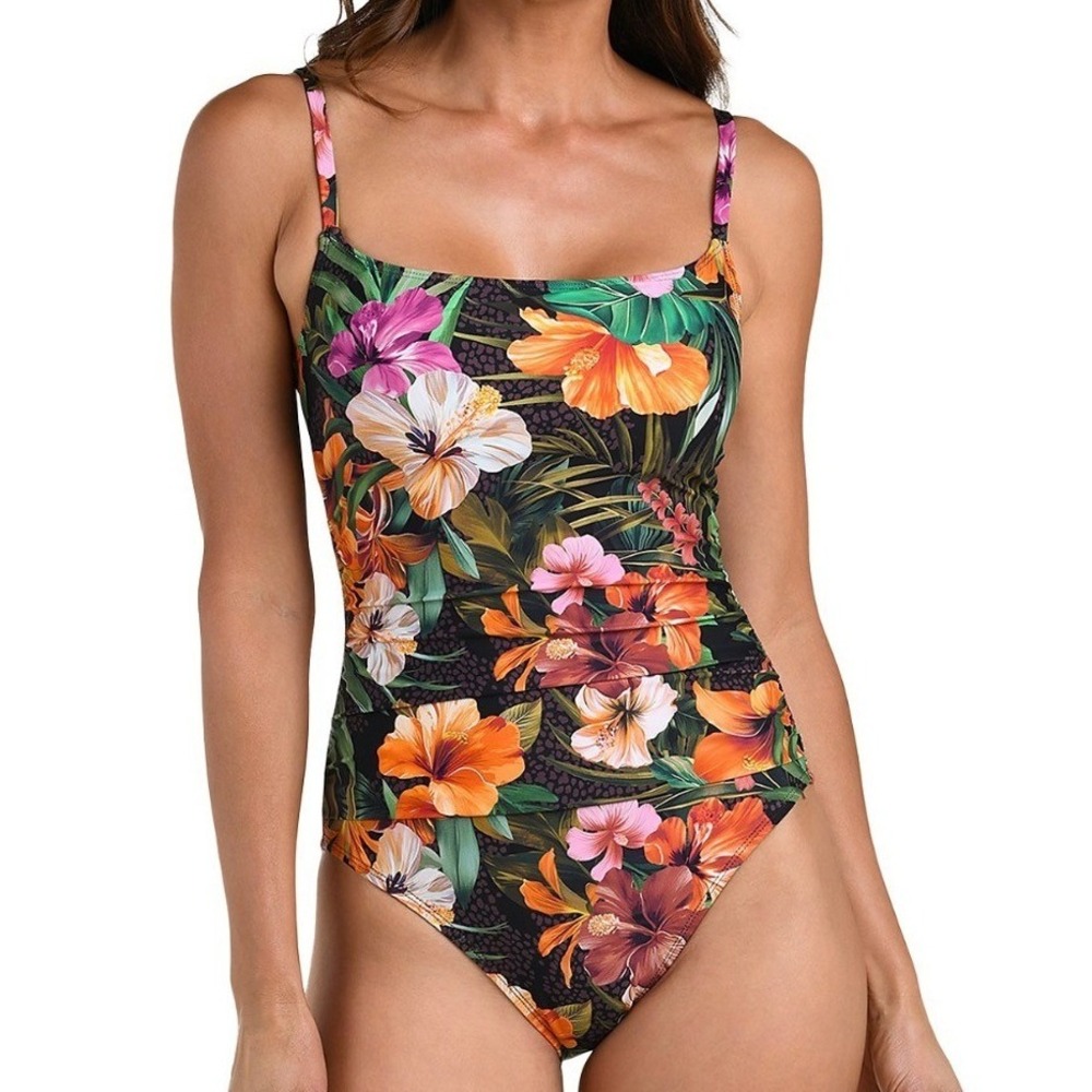 La Blanca Tropical Hideaway One Piece Swimsuit Floral Multi LB6CH24-MLT Size 6